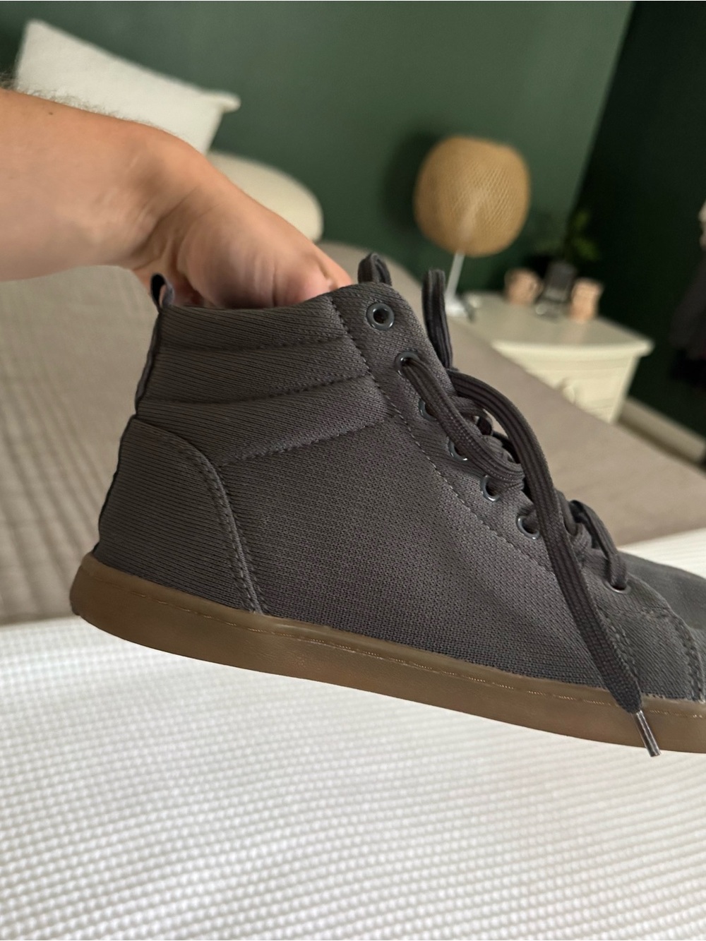 Men's High-Top Canvas Sneakers in Dark Gray with Gum Sole